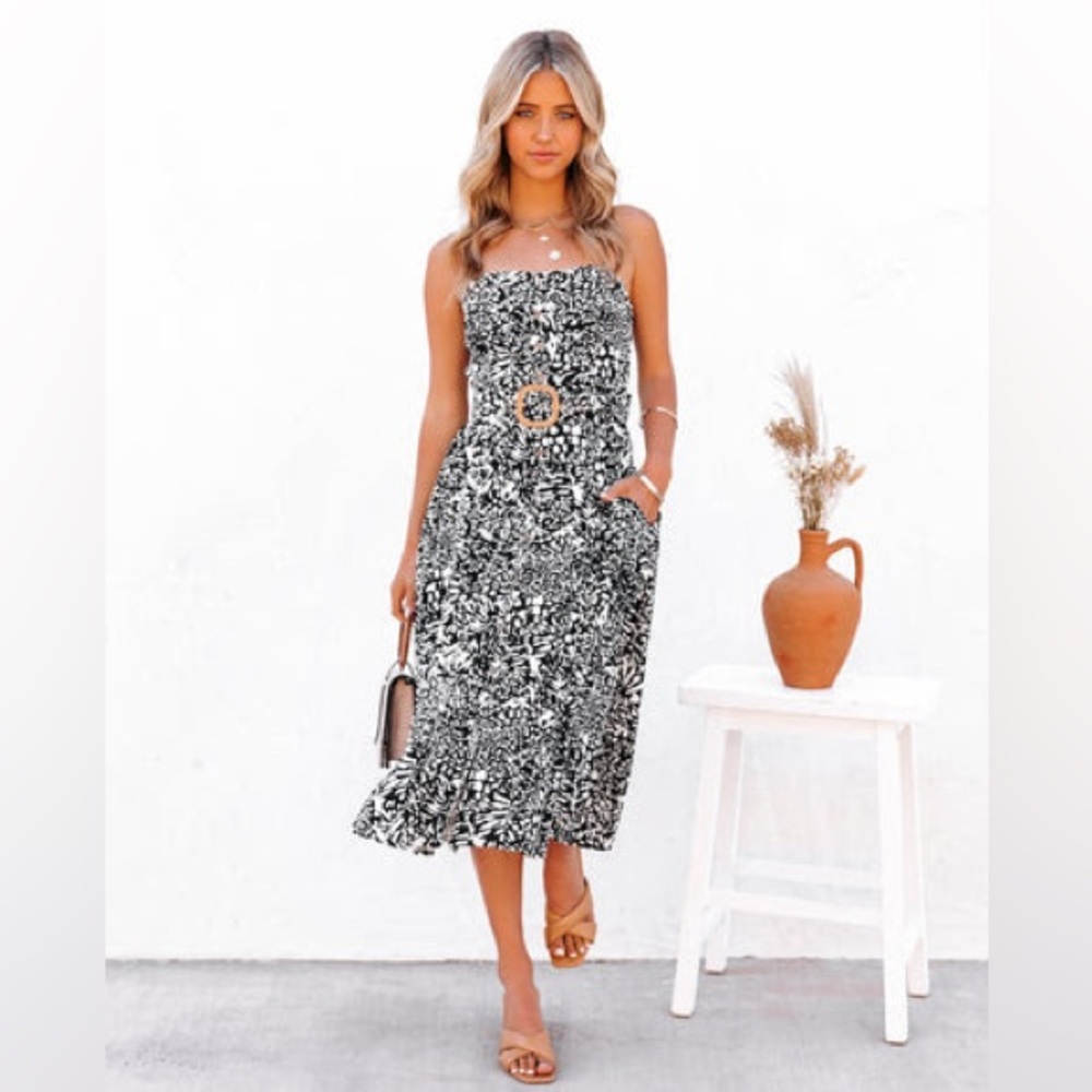 Pocketed belted midi dress